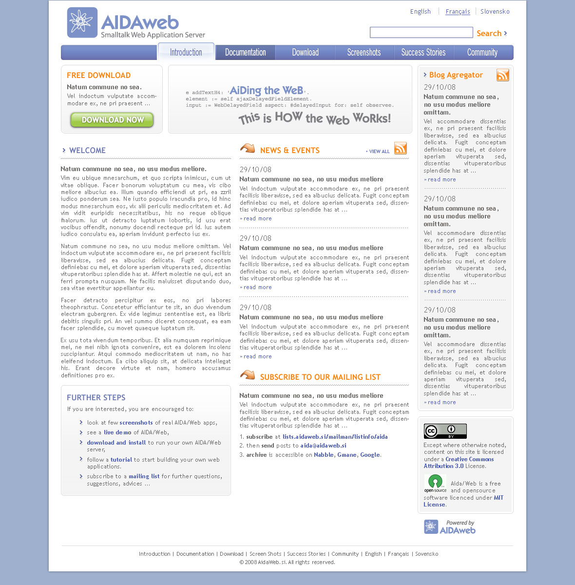 Aida/Web site first page design Aida/Web site first page design